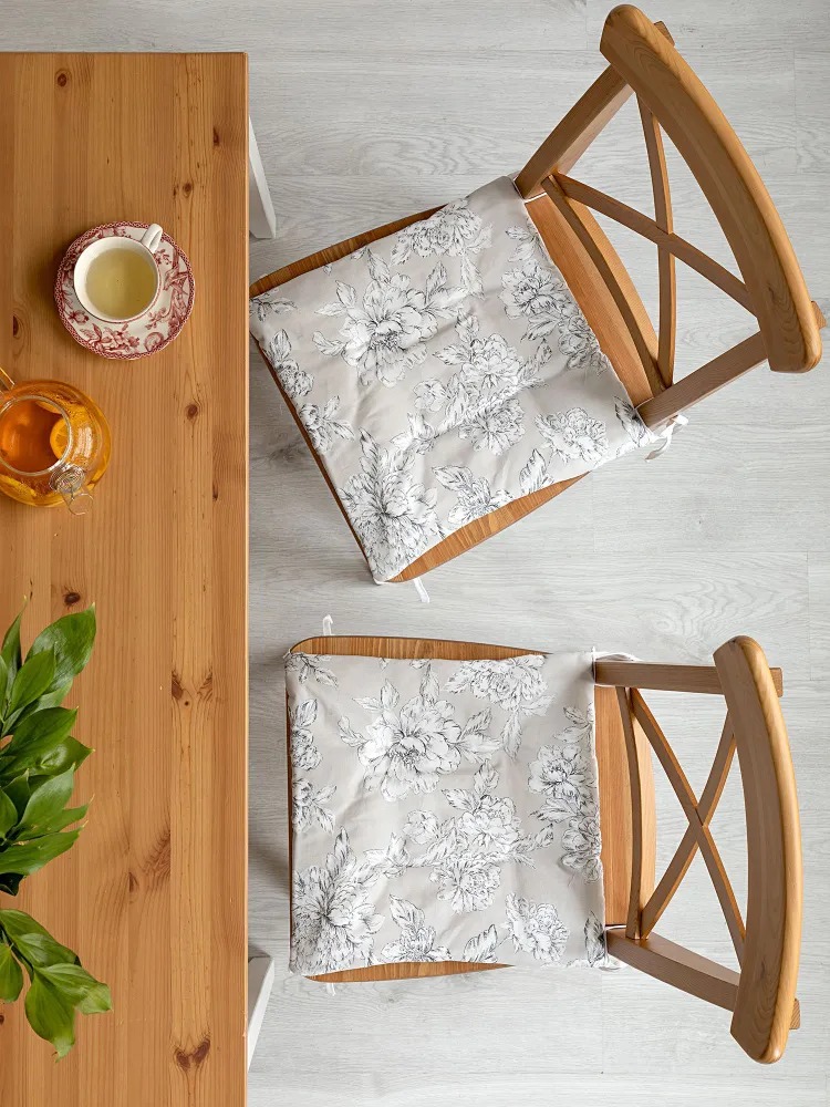 Комплект плоских квадратных подушек на стул "Bottega Verde", Mia Cara 1