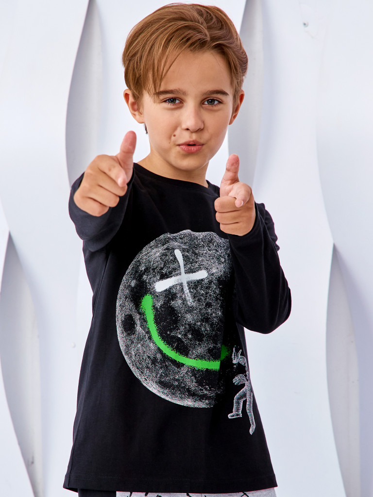 Лонгслив "MAKE CONTACT", черный, Juno 3