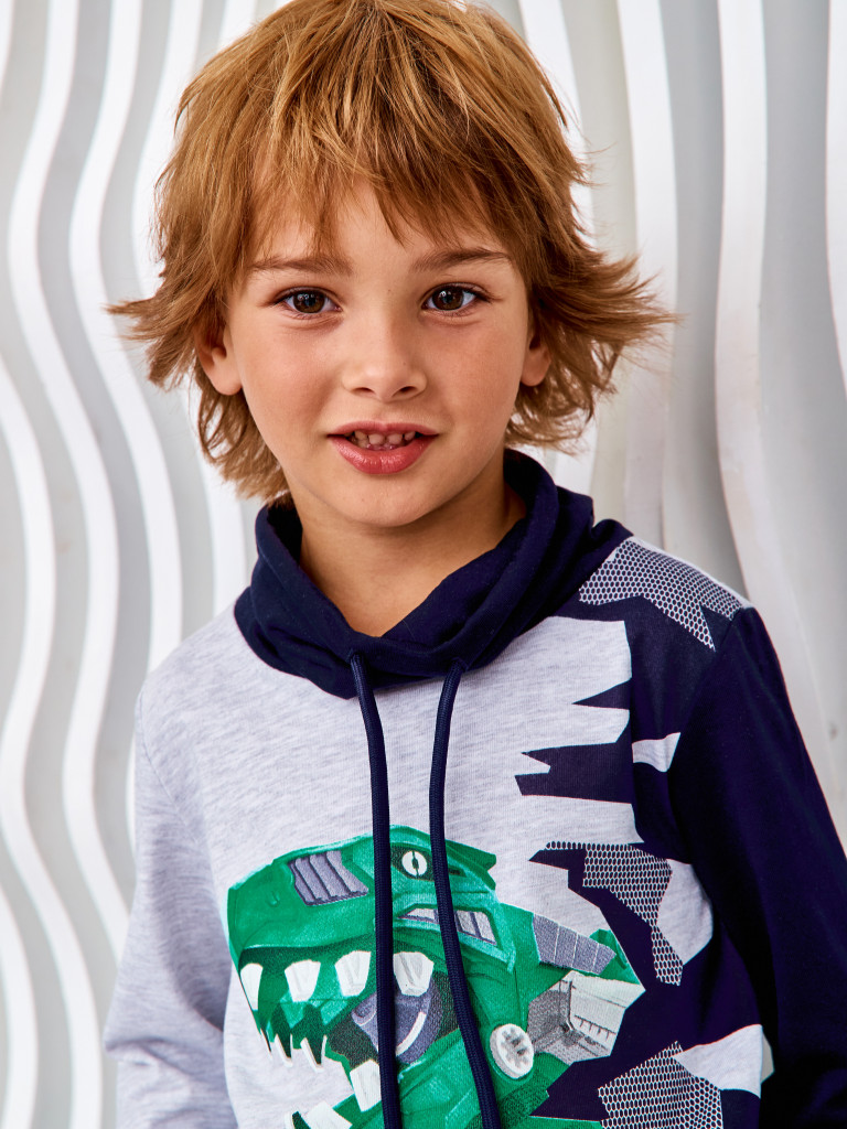 Лонгслив с воротником-хомут "ROBOREX", серый меланж, Juno 1