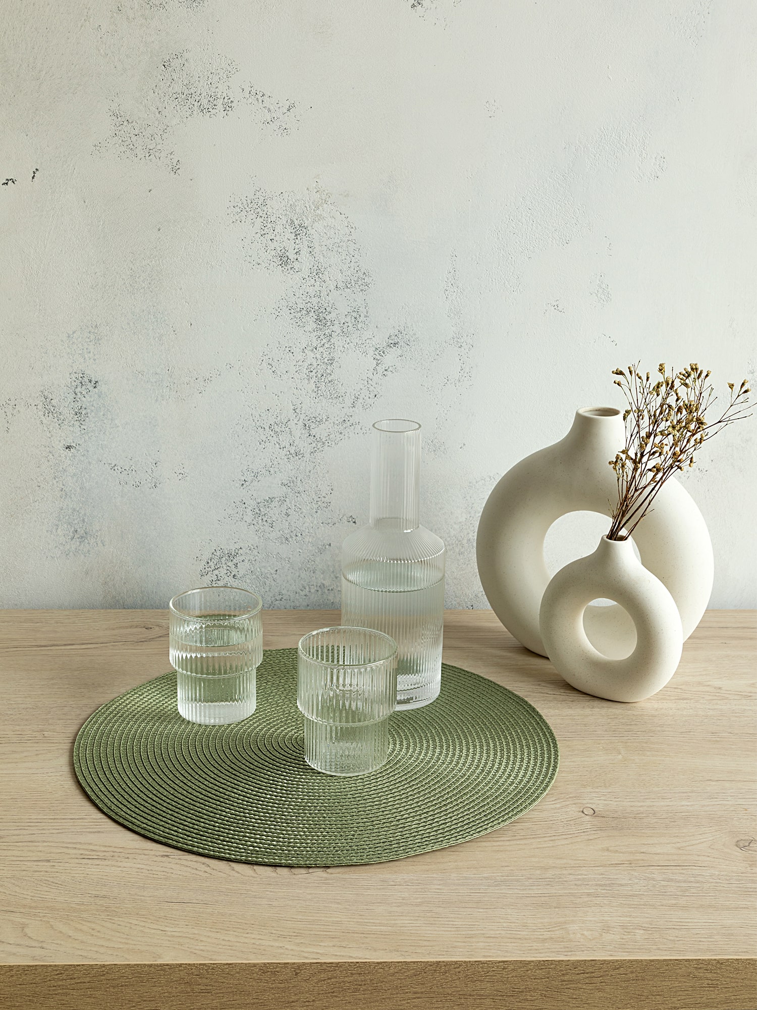 Комплект плейсматов плетеных "Унисон" зеленый 0