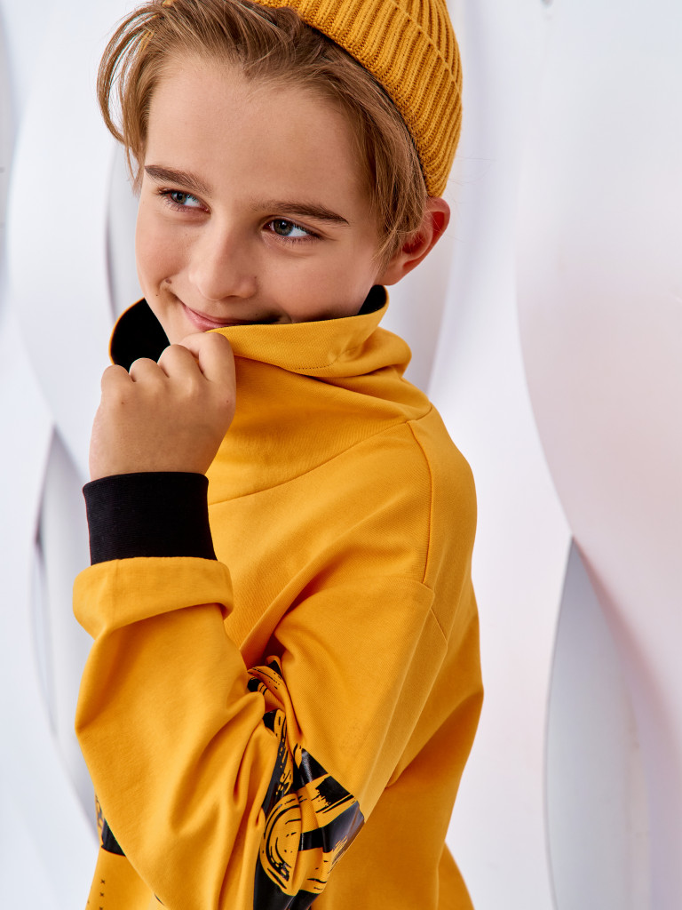 Худи с воротником-хомут "CYBER BRO", желтый, Juno 6