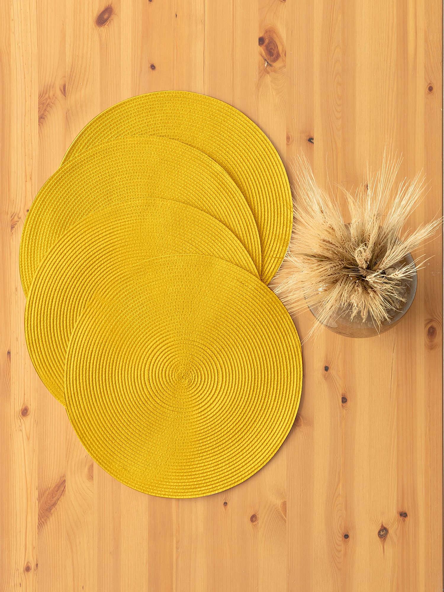 Комплект плейсматов плетеных "Унисон" желтый 2