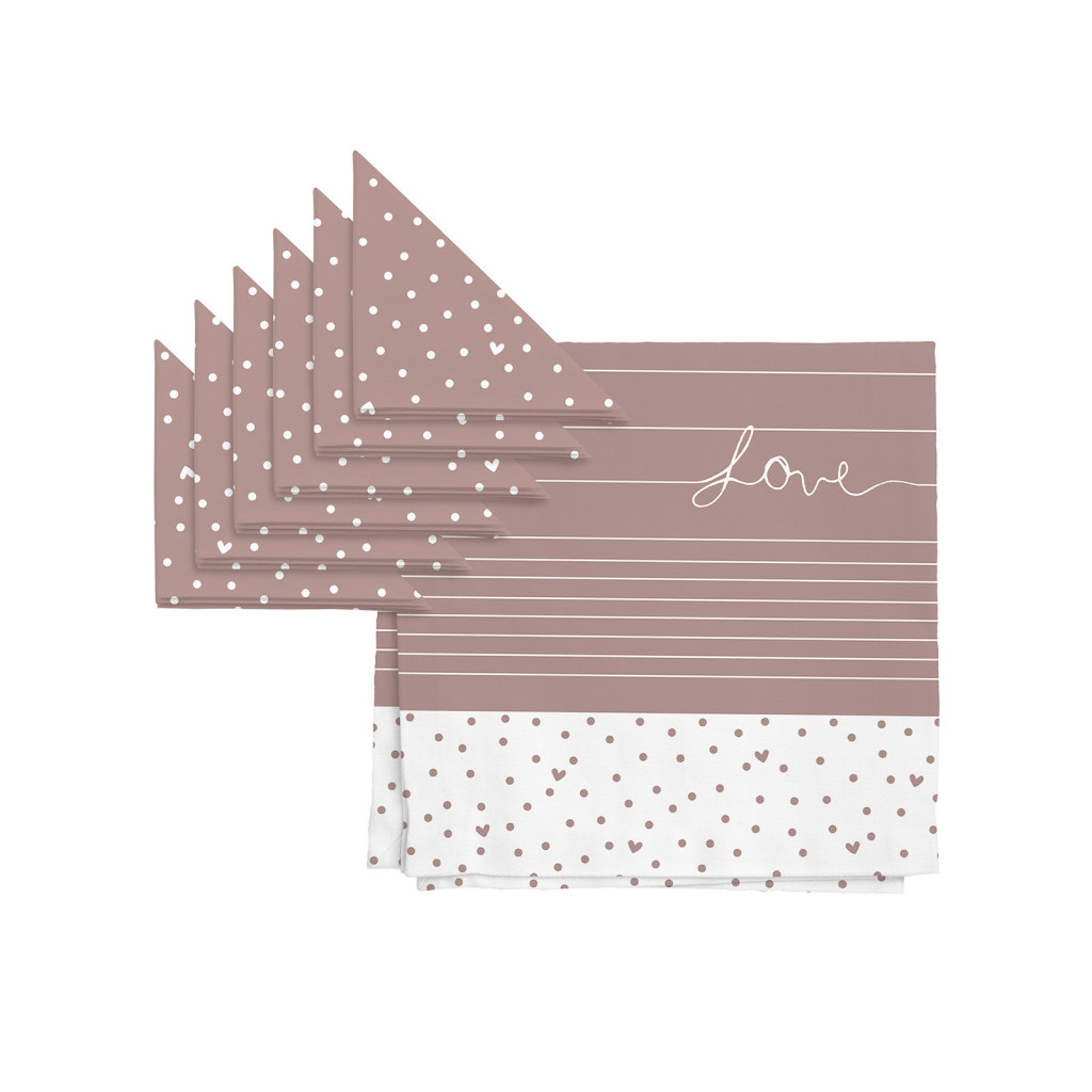 Комплект скатерть рогожка + 6 салфеток "Love", Унисон 2