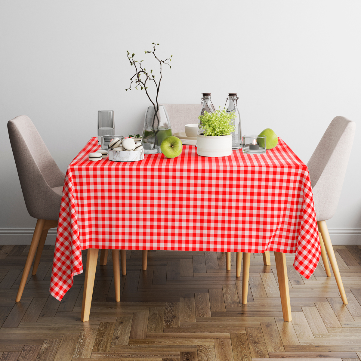 Скатерть Fine Line Клетка красная 3
