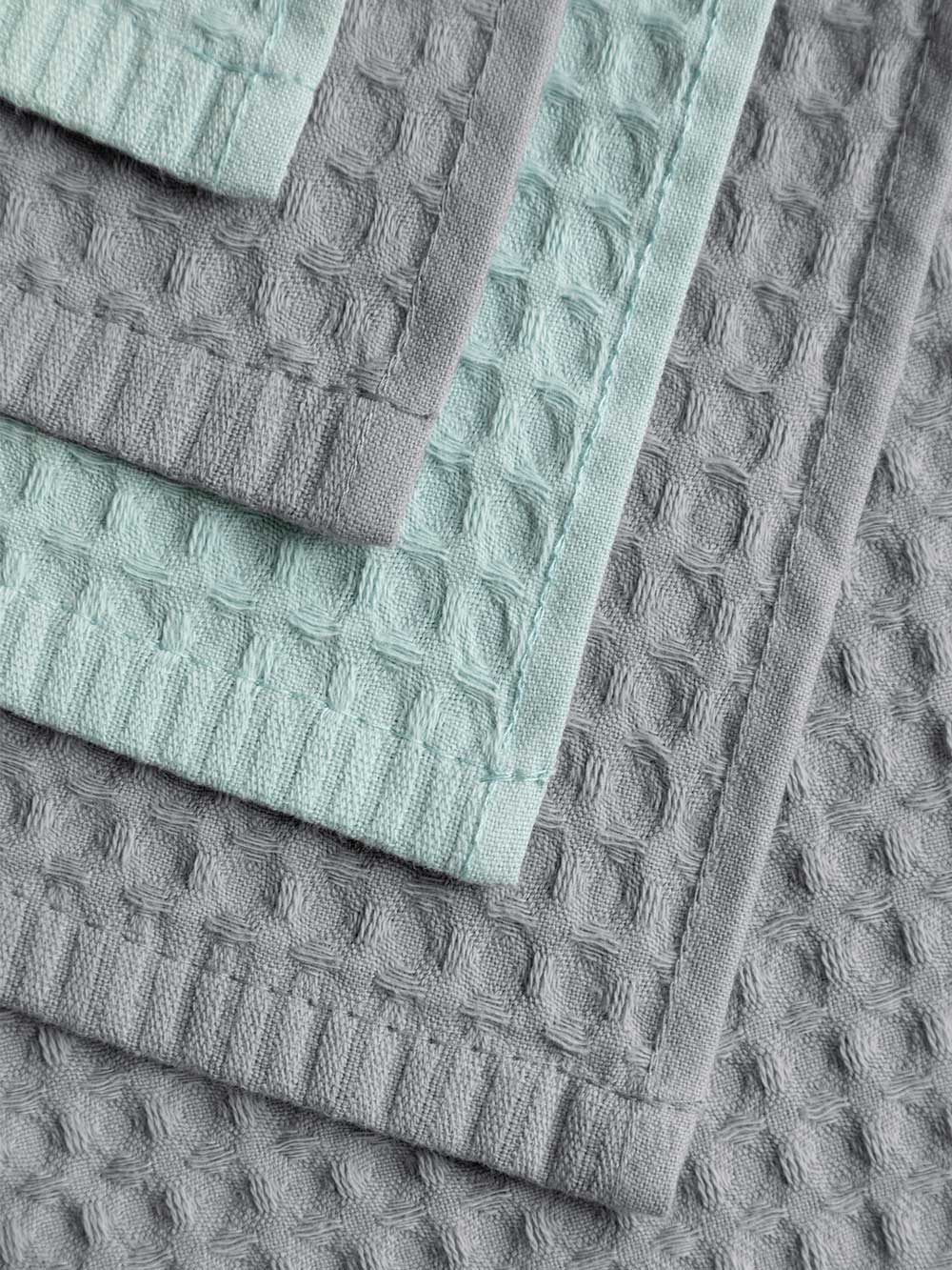 Комплект вафельных полотенец, серо-голубой/мятный, Mia Cara 6