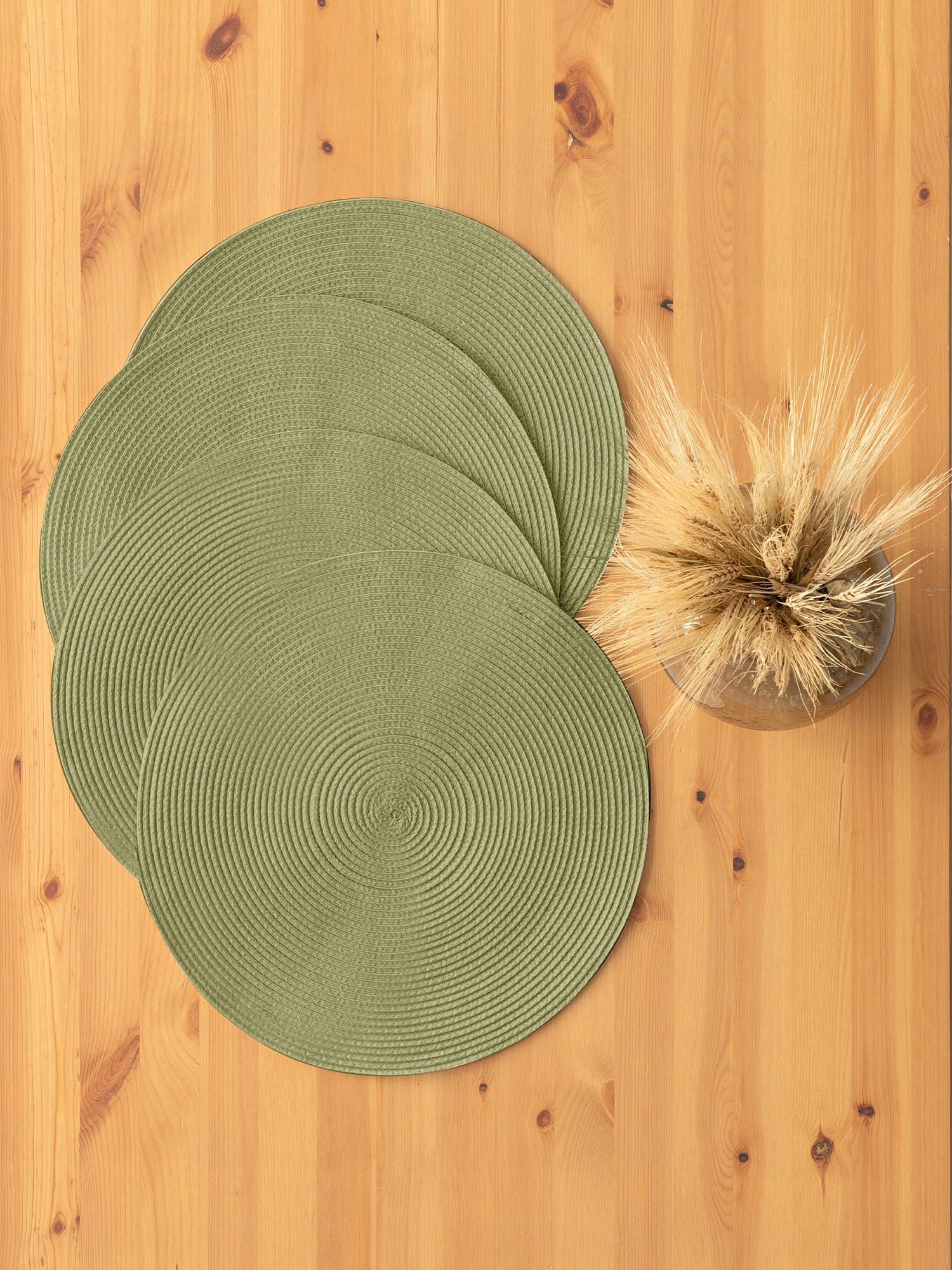 Комплект плейсматов плетеных "Унисон" зеленый 2