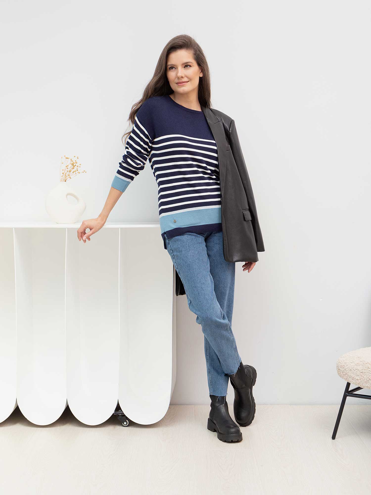 Джемпер "Diamond Shine", синяя полоска, BeGood 4