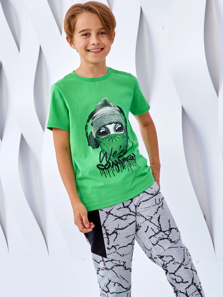 Футболка "MAKE CONTACT", лайм, Juno 3