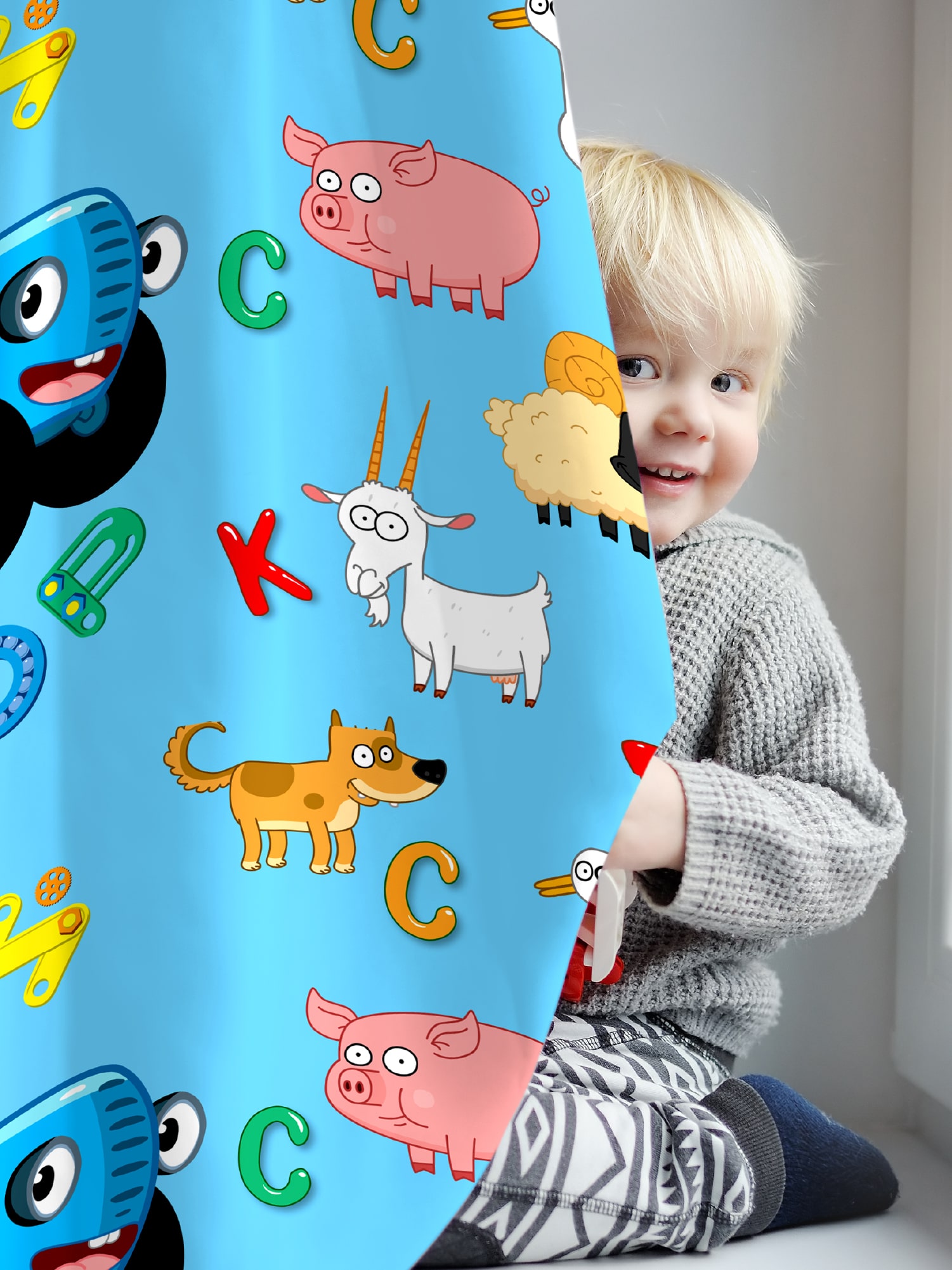 Комплект штор Непоседа Синий трактор 1