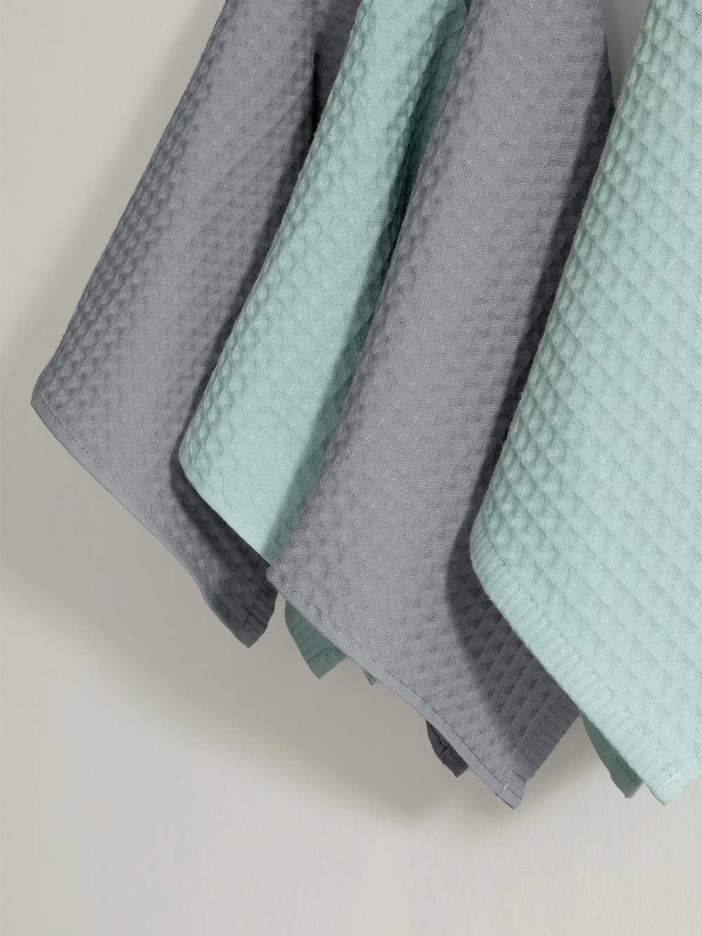 Комплект вафельных полотенец, серо-голубой/мятный, Mia Cara 4