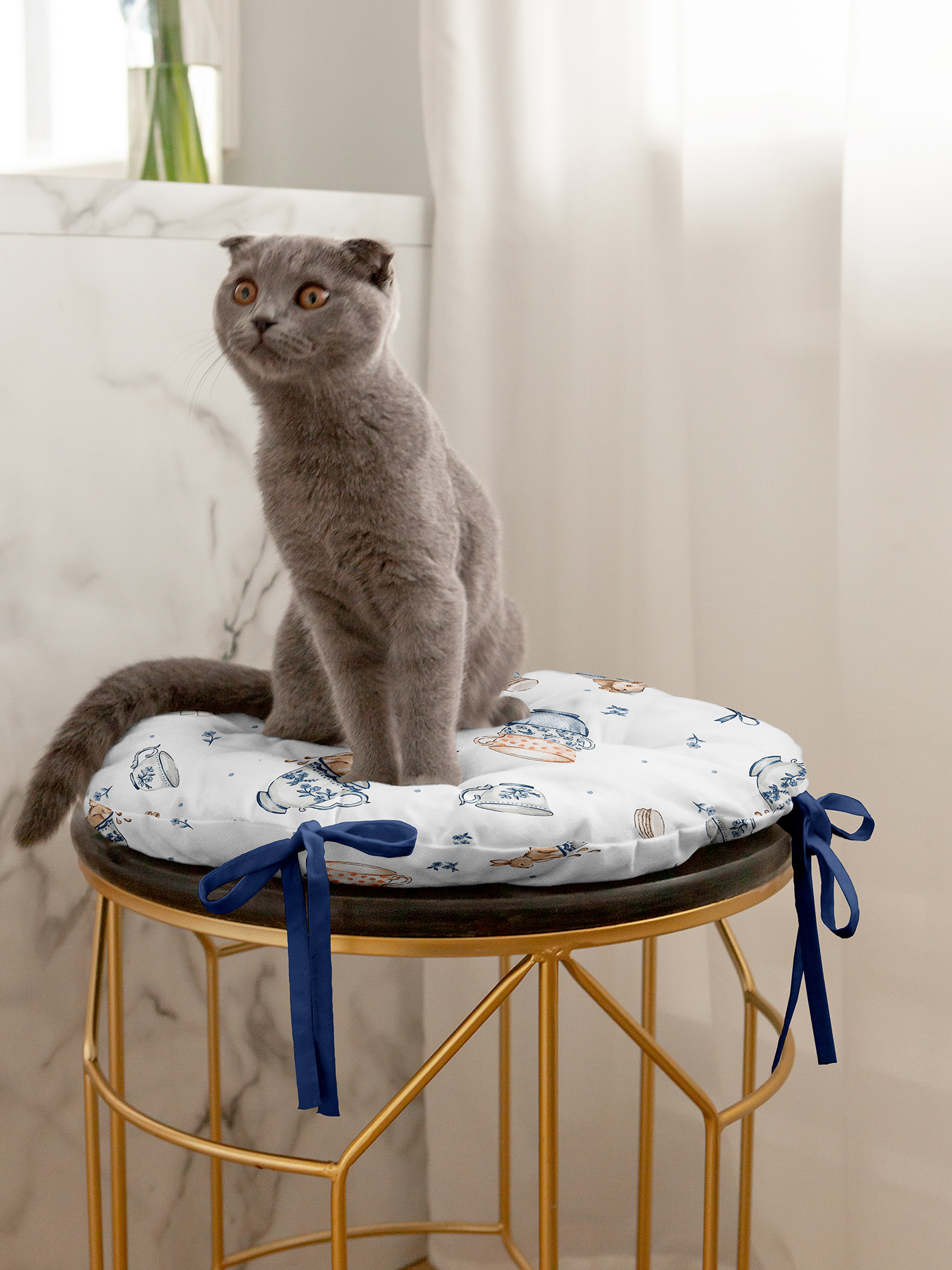 Подушка на стул с тафтингом "Зайчики", Mia Cara 1