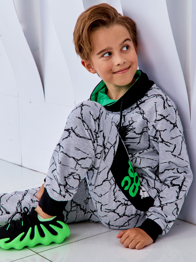 Худи с воротником-хомут "MAKE CONTACT", серый меланж, Juno 4