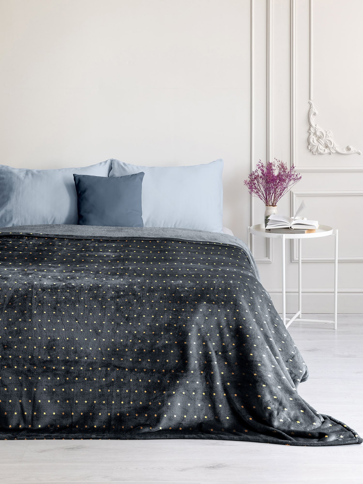 Плед Mia Cara Скай блю золотые звезды 0