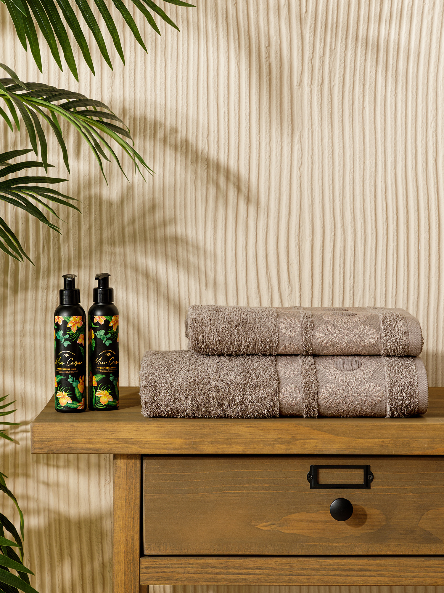 Комплект махровых полотенец "Элис", коричневый, Mia Cara 0