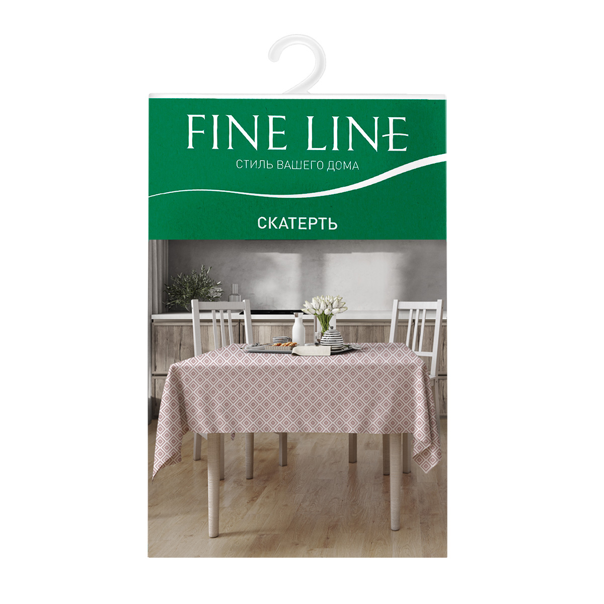 Скатерть Fine Line Ромбы бежево-белые 1