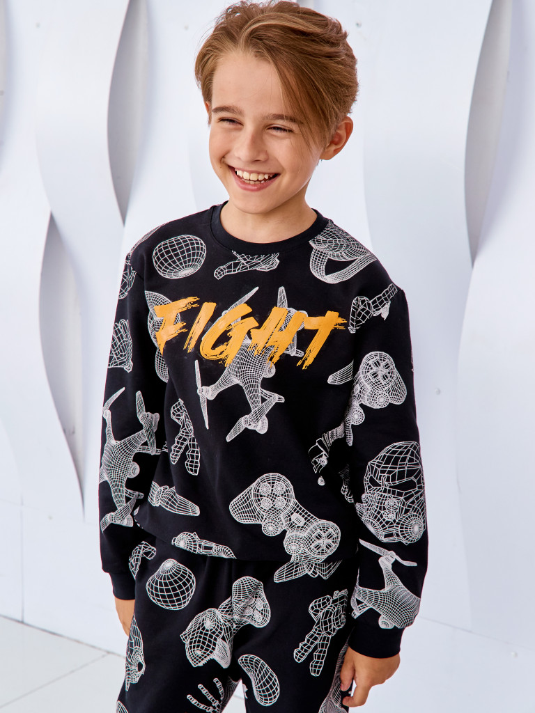 Свитшот "CYBER BRO", черный, Juno 1