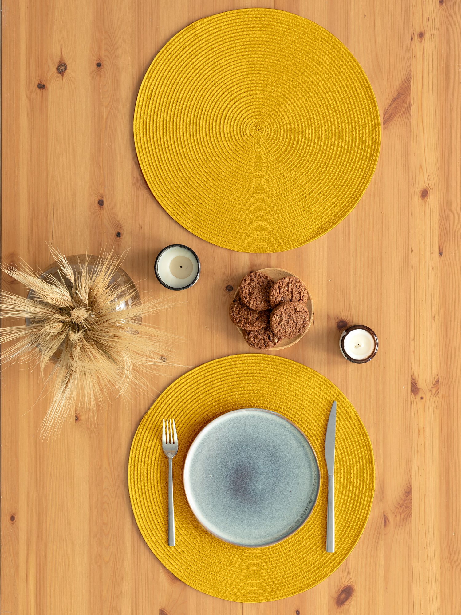 Комплект плейсматов плетеных "Унисон" желтый 1