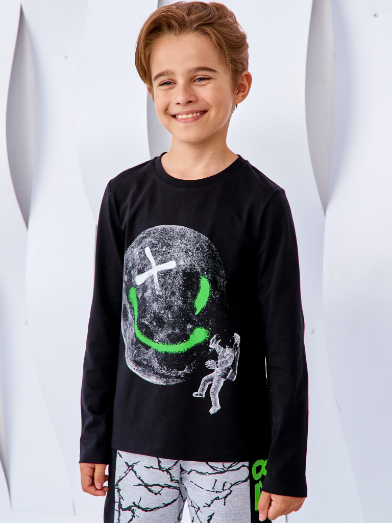 Лонгслив "MAKE CONTACT", черный, Juno 4