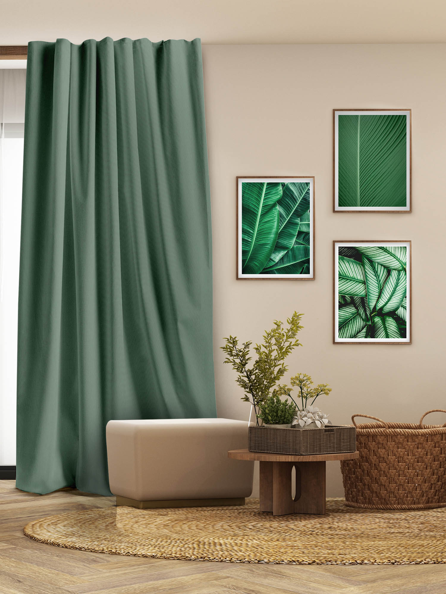 Штора Унисон Loft Cafe зеленая полоса 1