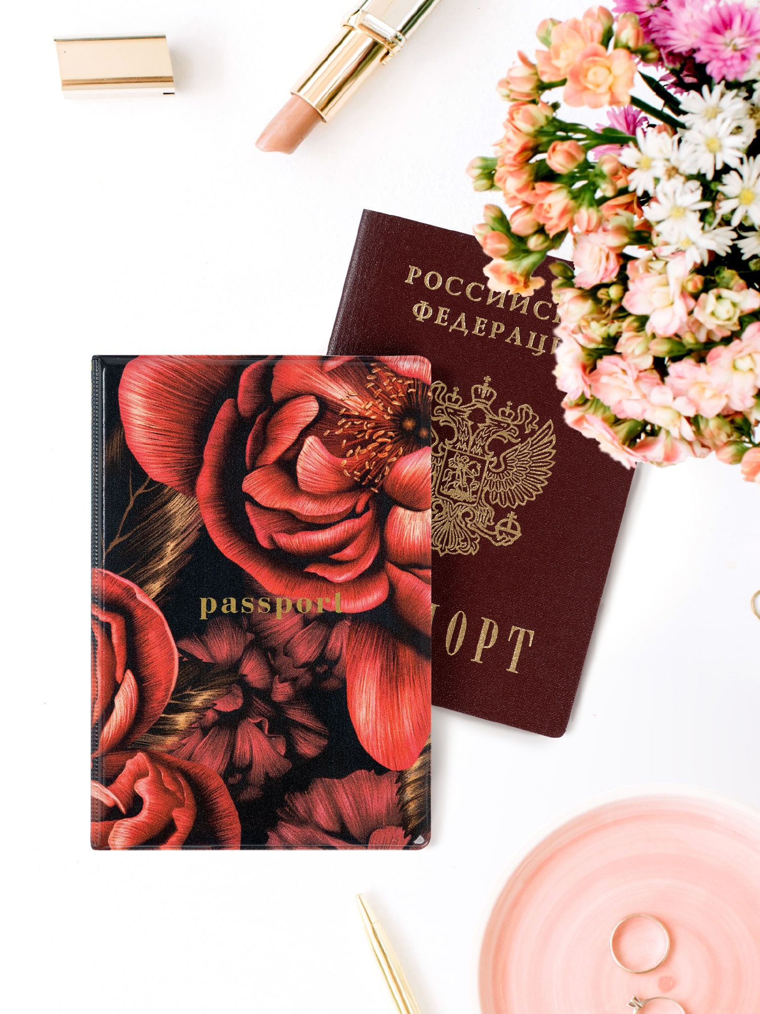 Обложка для паспорта "Mia Cara" Red Peony 5