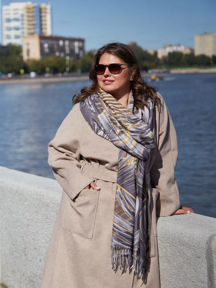 Шарф Mia Cara Тропические листья (серебро) 3