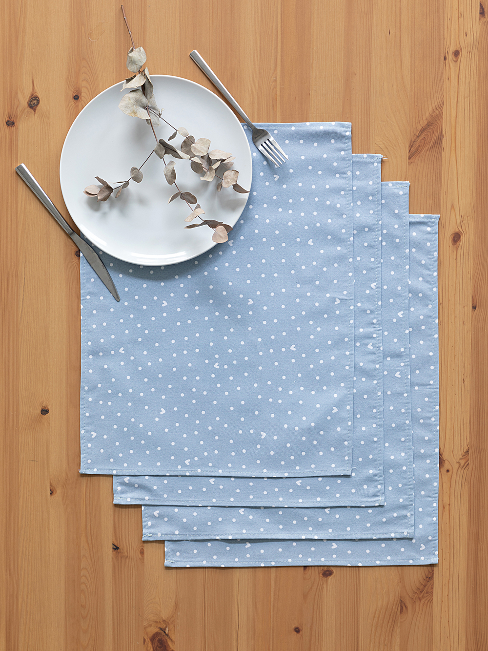 Комплект сервировочных салфеток "Love", голубой, Унисон 3