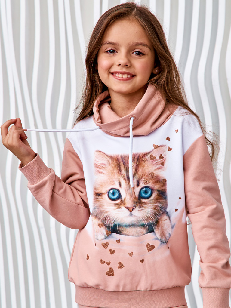 Худи с воротником-хомут "FLUFFY FRIENDS", розовый, Juno 3