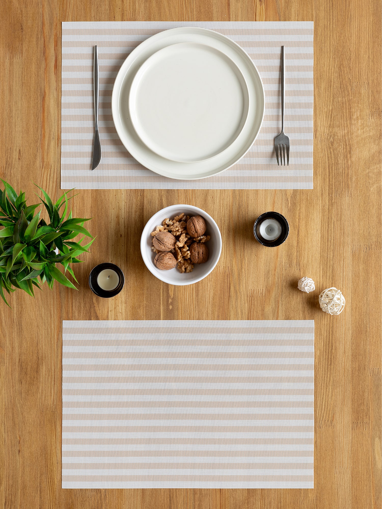 Комплект плейсматов плетеных "Унисон" Basic stripe beige 45х30 (4 шт.) 1