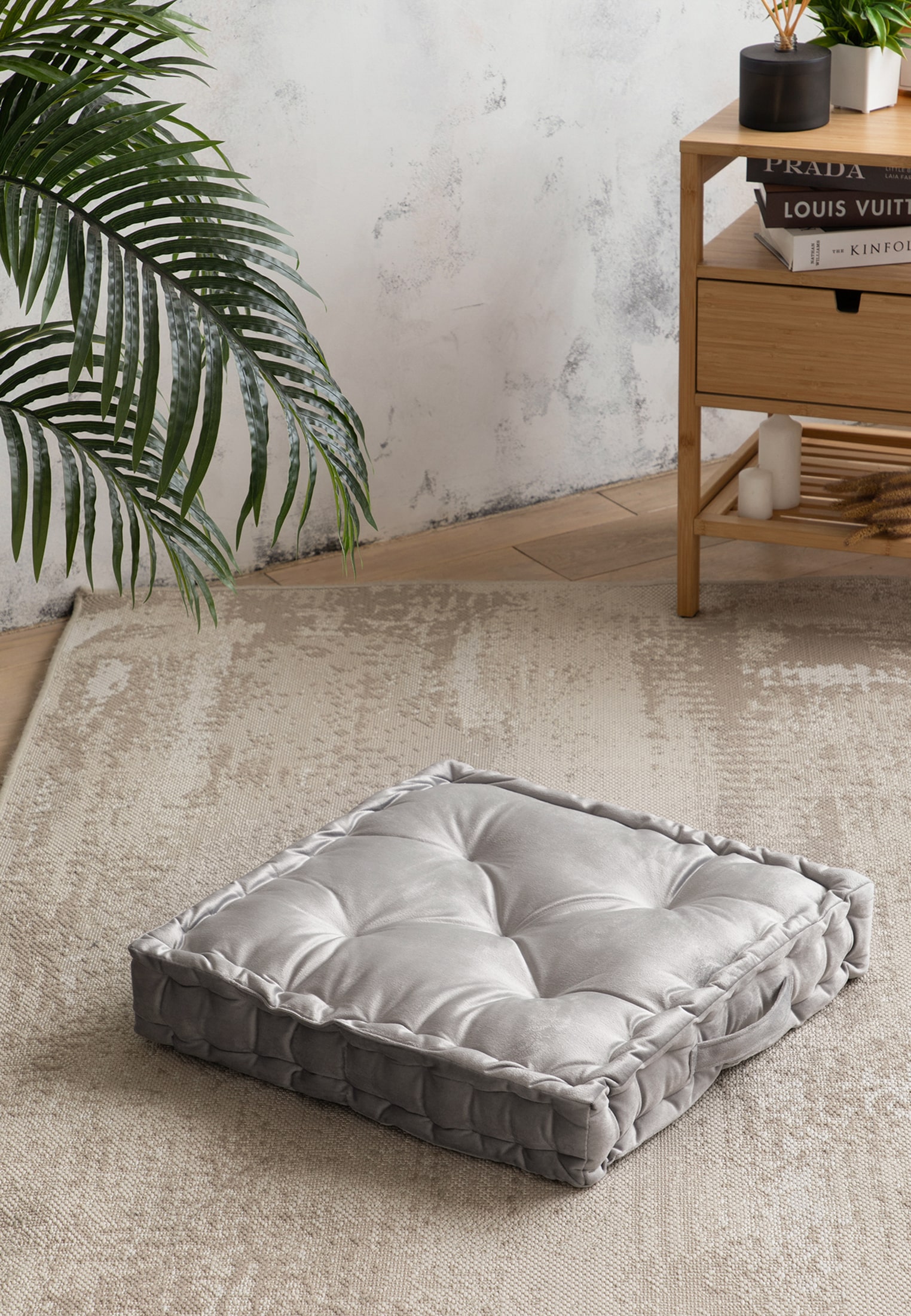 Подушка на пол велюр Essential home, Silver grey Унисон 1