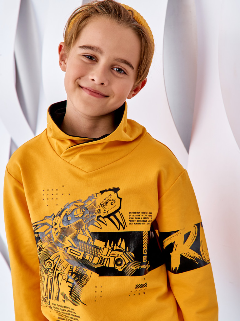 Худи с воротником-хомут "CYBER BRO", желтый, Juno 4