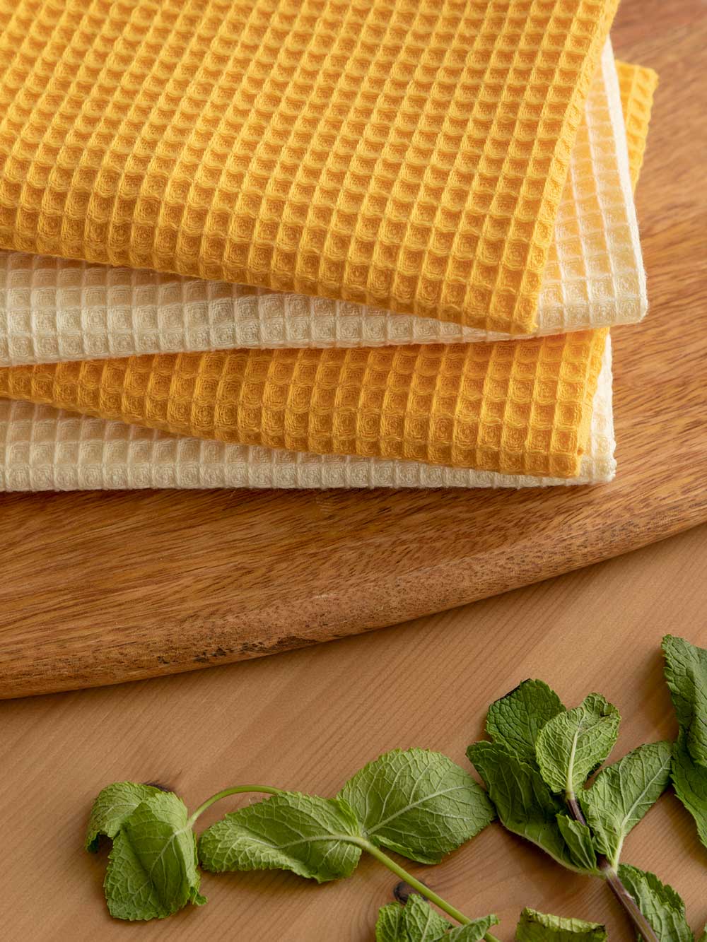 Комплект вафельных полотенец, манго/экрю, Унисон 1