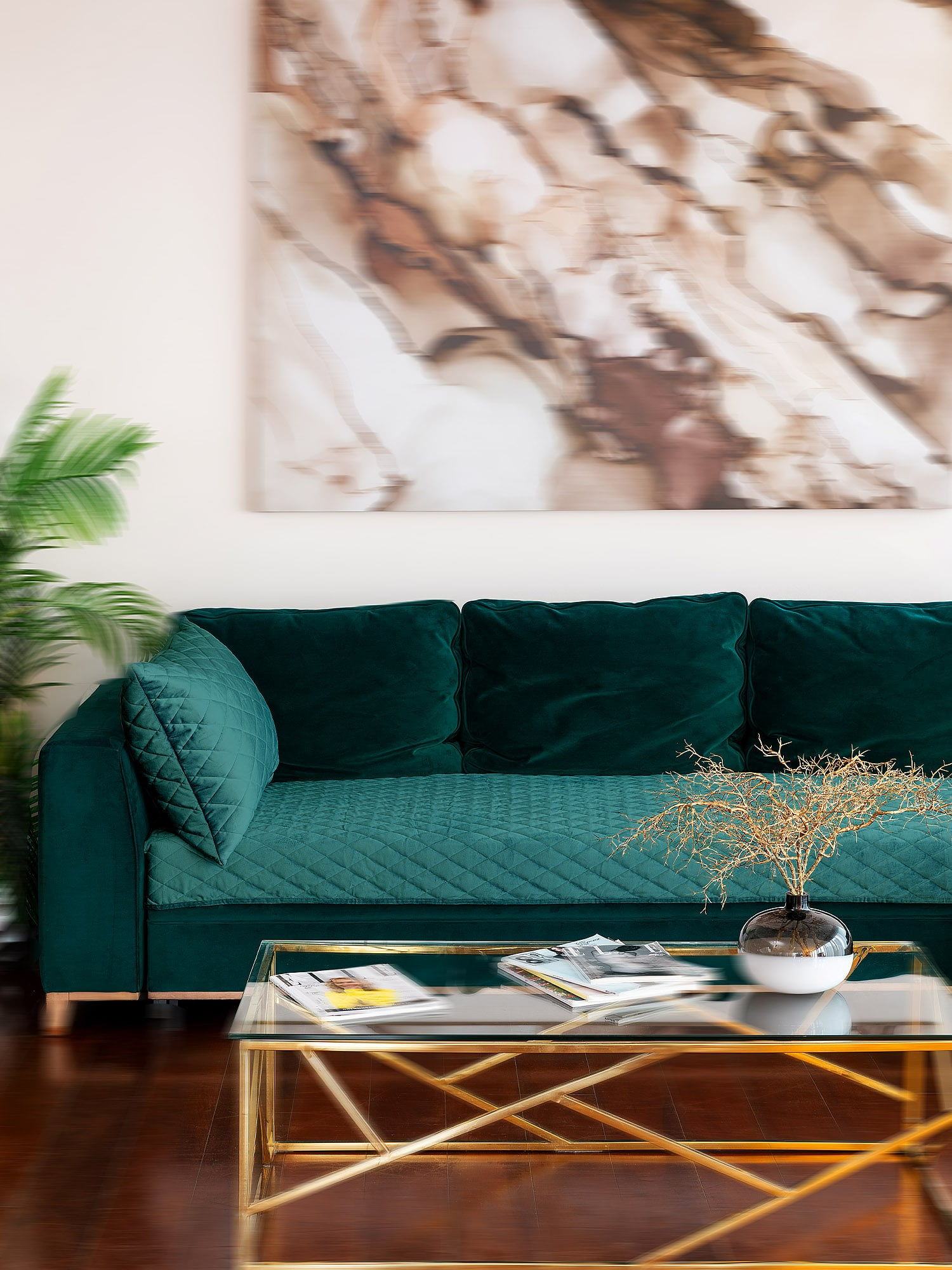 Комплект покрывал для мягкой мебели велюр "Essential home" Teal green Унисон 1