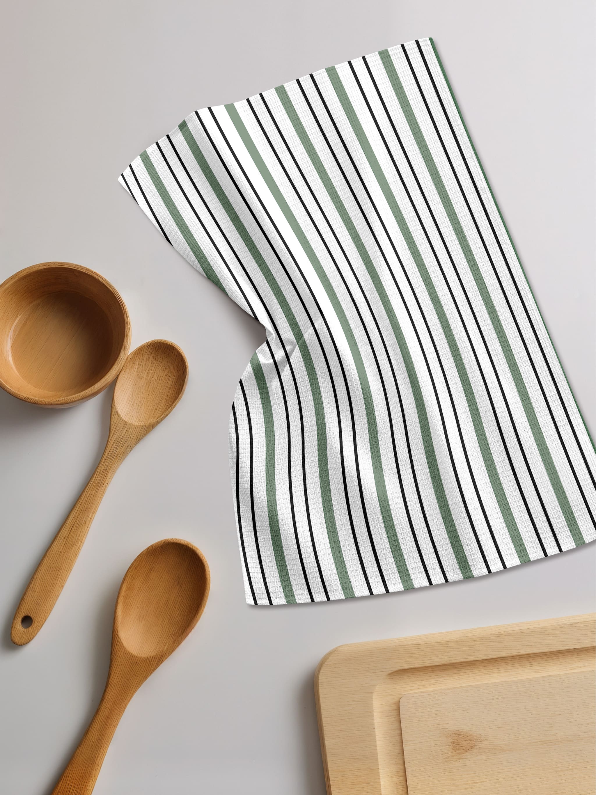 Комплект полотенец Унисон Узор в полоску зеленого цвета 6