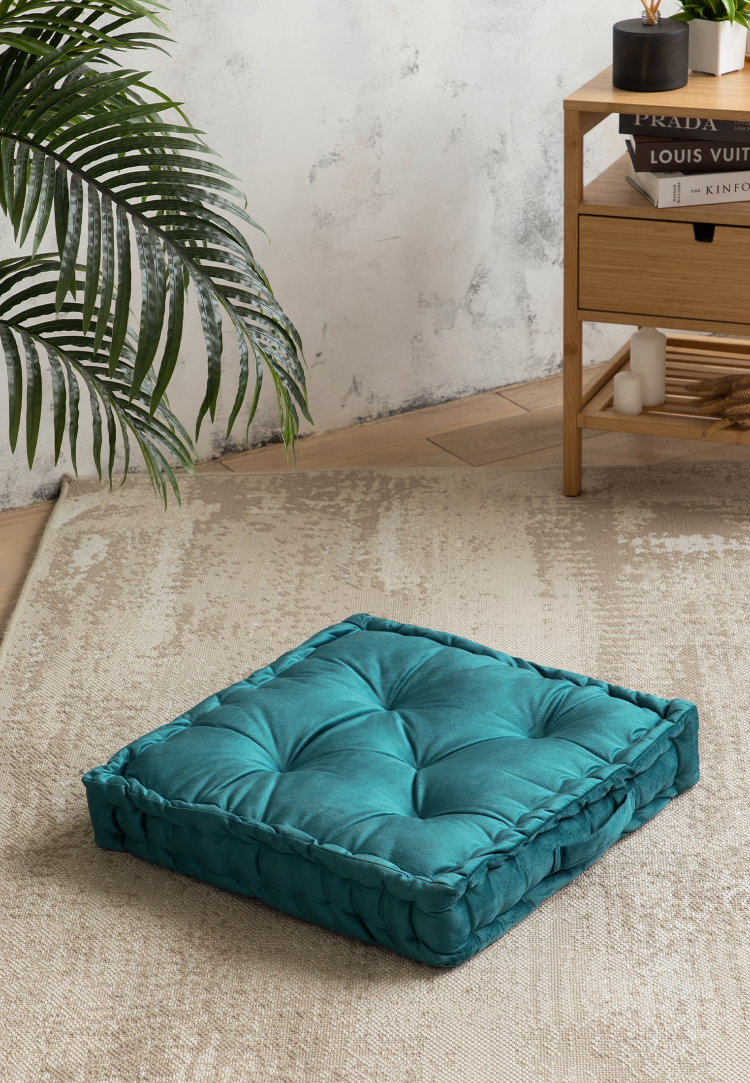 Подушка на пол велюр Essential home, Teal green Унисон 2