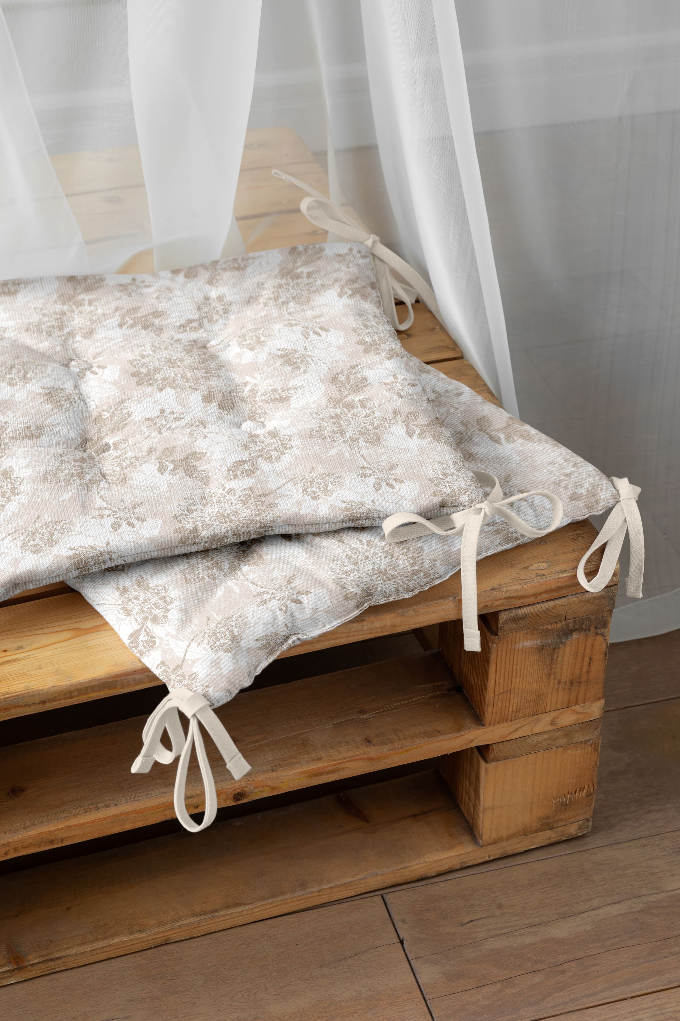 Комплект подушек на стул Унисон Бежевый жаккард 2