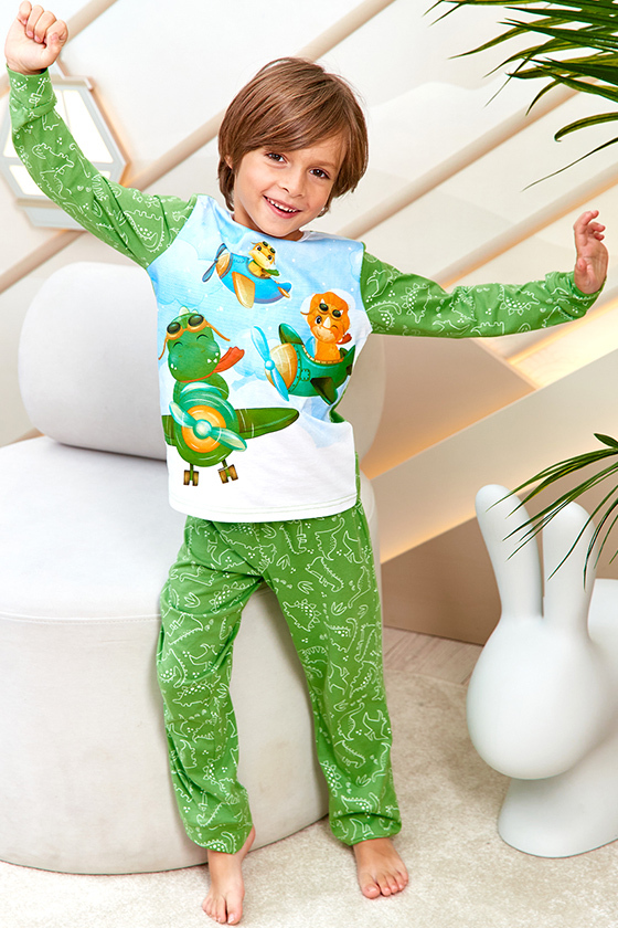 Пижама Sleepwear Boys Зеленый Динозаврики, Juno 1