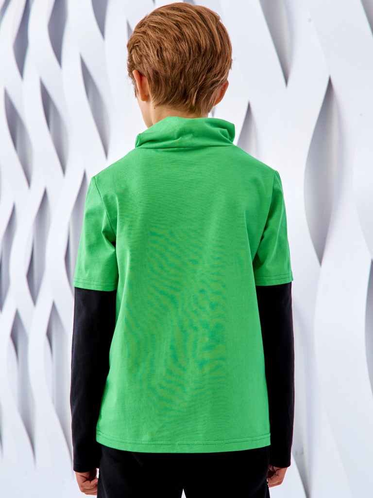 Лонгслив с воротником-хомут "MAKE CONTACT", лайм, Juno 2