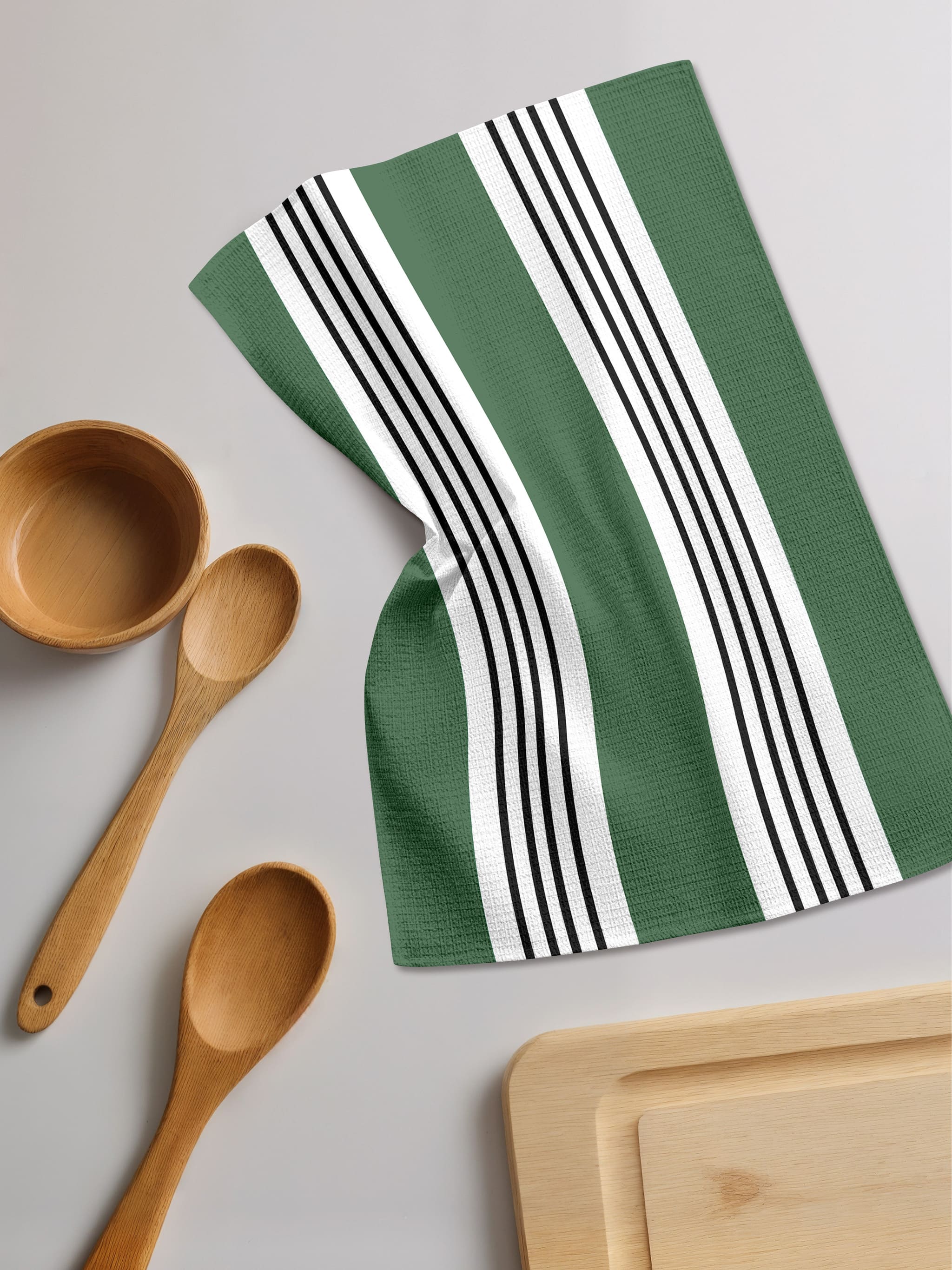 Комплект полотенец Унисон Узор в полоску зеленого цвета 5