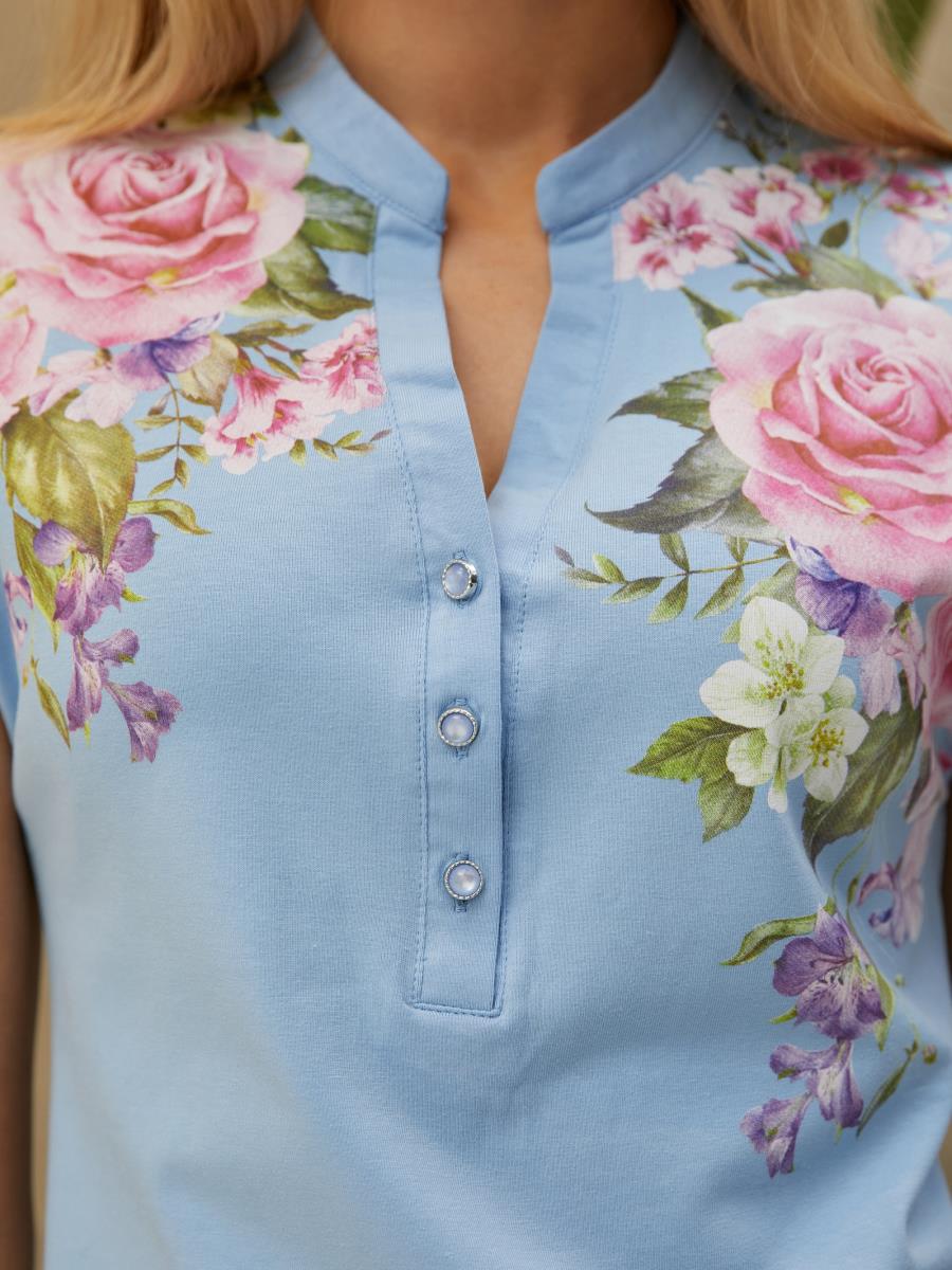 Футболка "Floral Shadow", голубой, BeGood 1