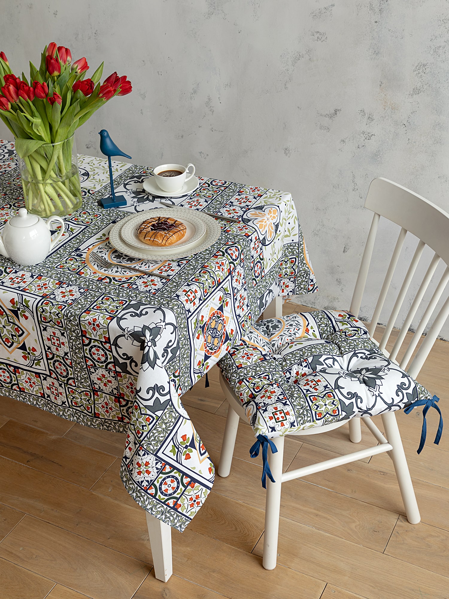 Скатерть рогожка "Азулежу", Mia Cara 0