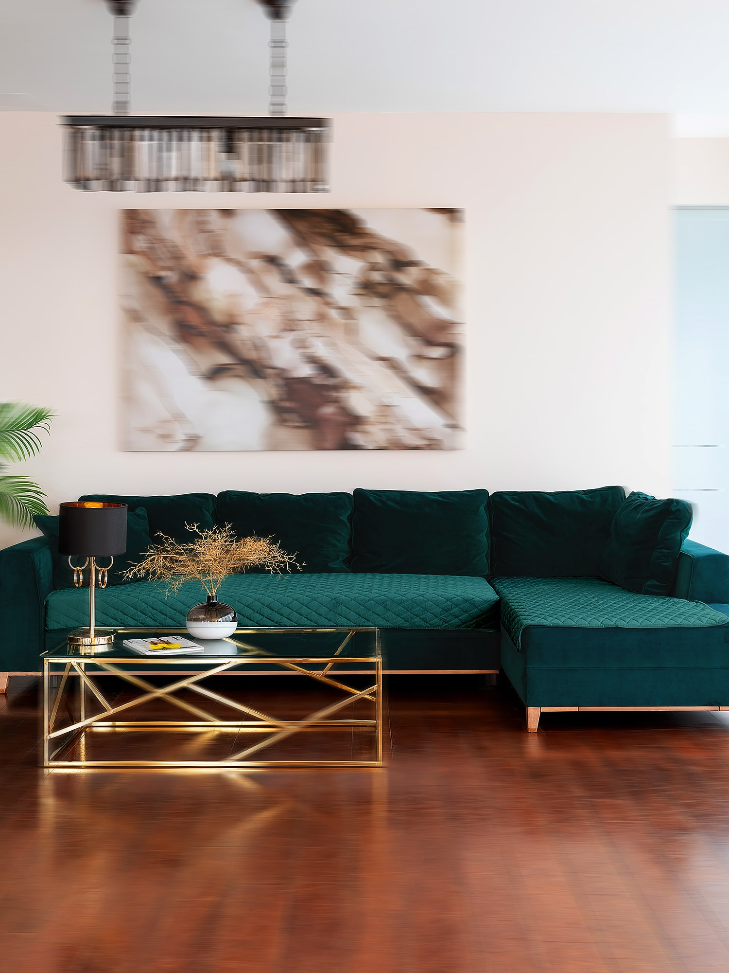 Комплект покрывал для мягкой мебели велюр "Essential home" Teal green Унисон 0