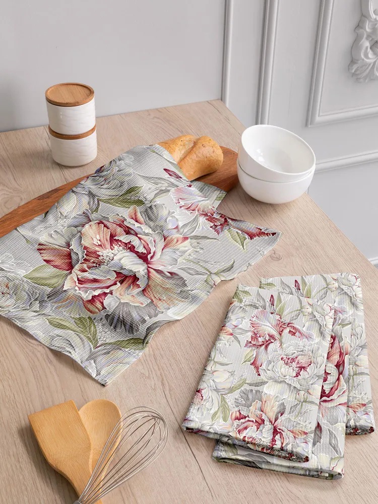 Комплект вафельных полотенец "Душистый пион", Mia Cara 0