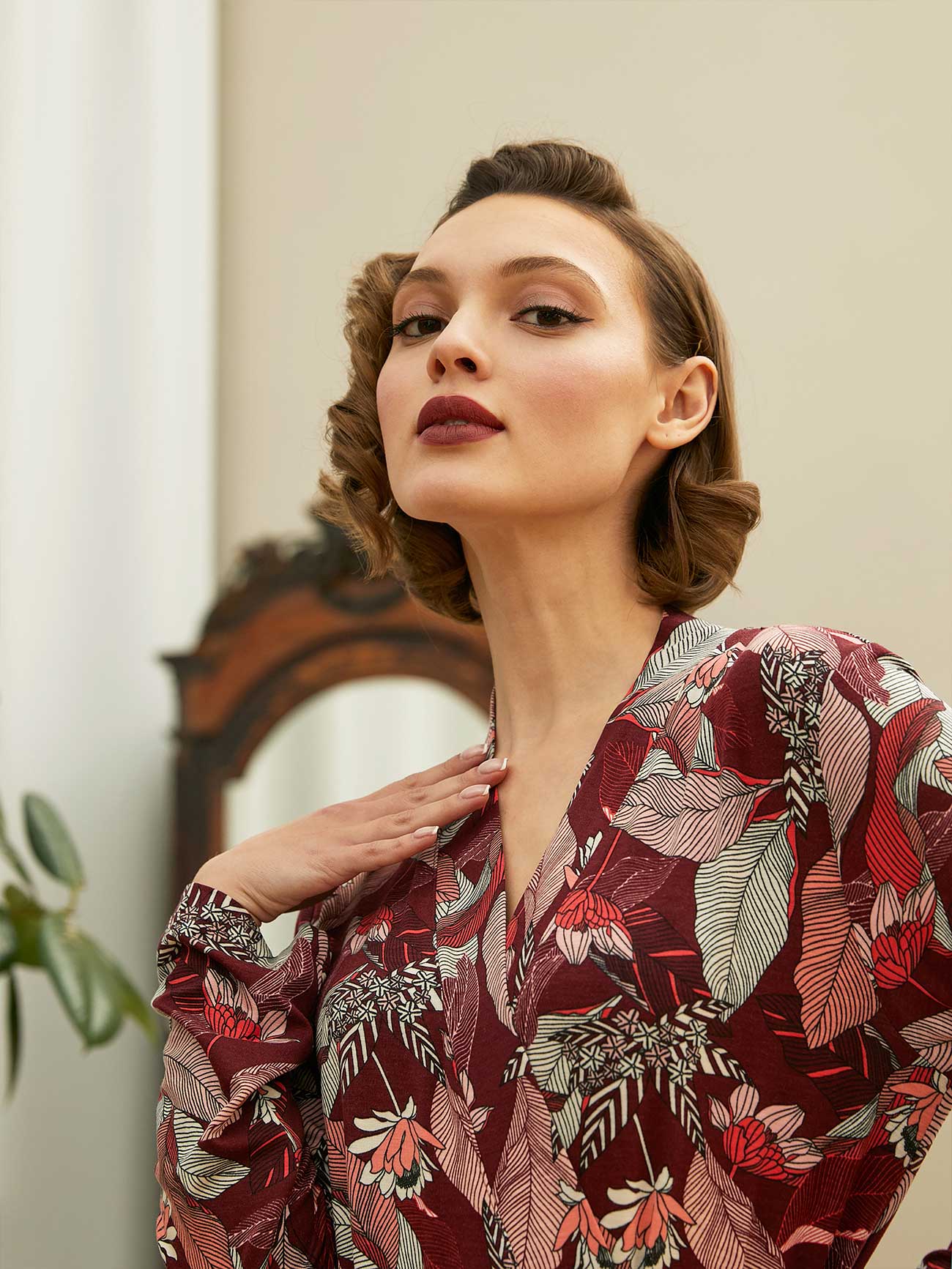 Халат Chinoiserie Винный Цветы, Mia Cara 5