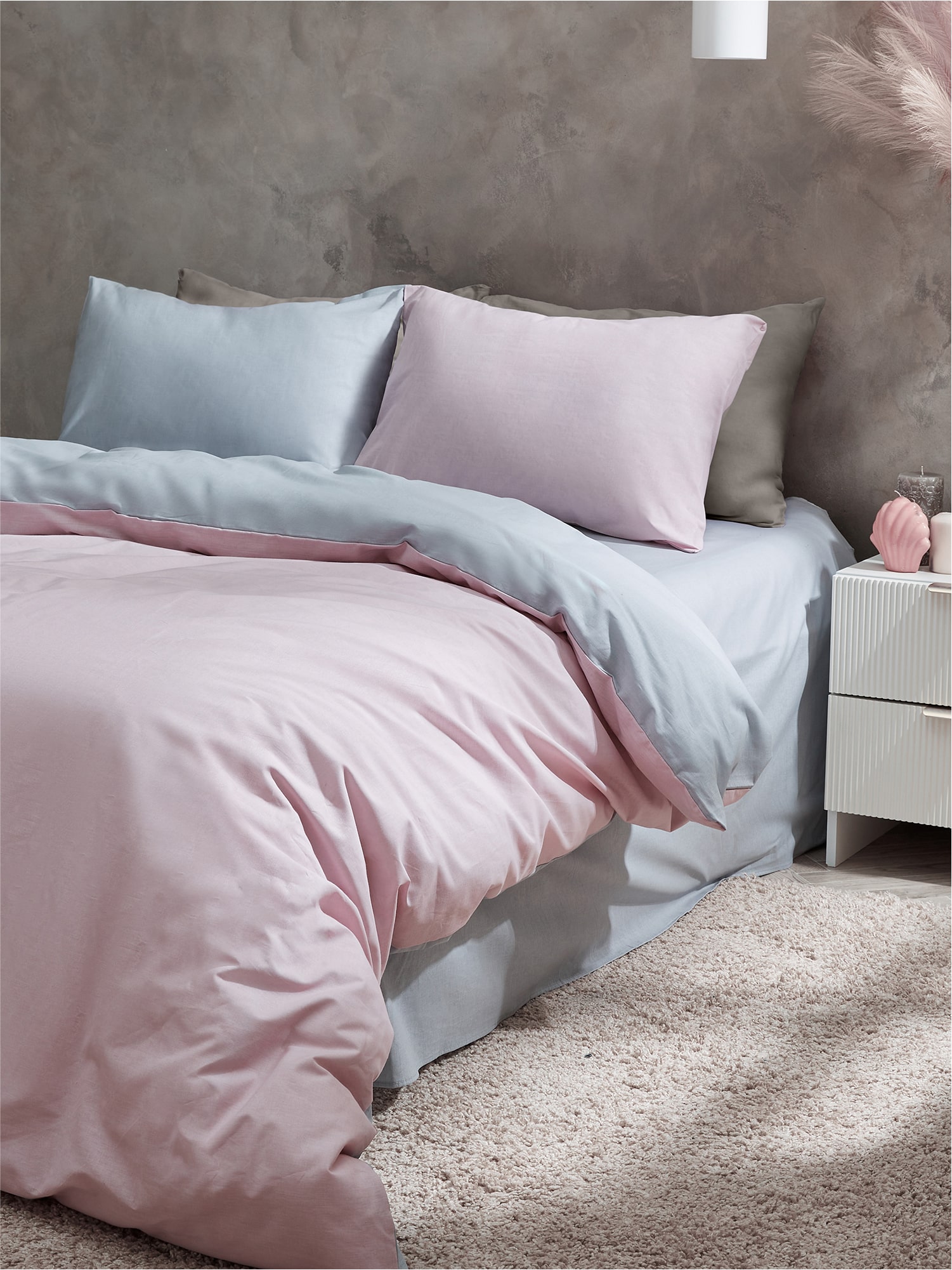 Постельное бельё Унисон Pink+Grey 3