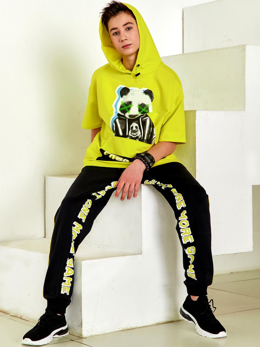 Худи-футболка с капюшоном MAD GAME Лайм, Juno 3