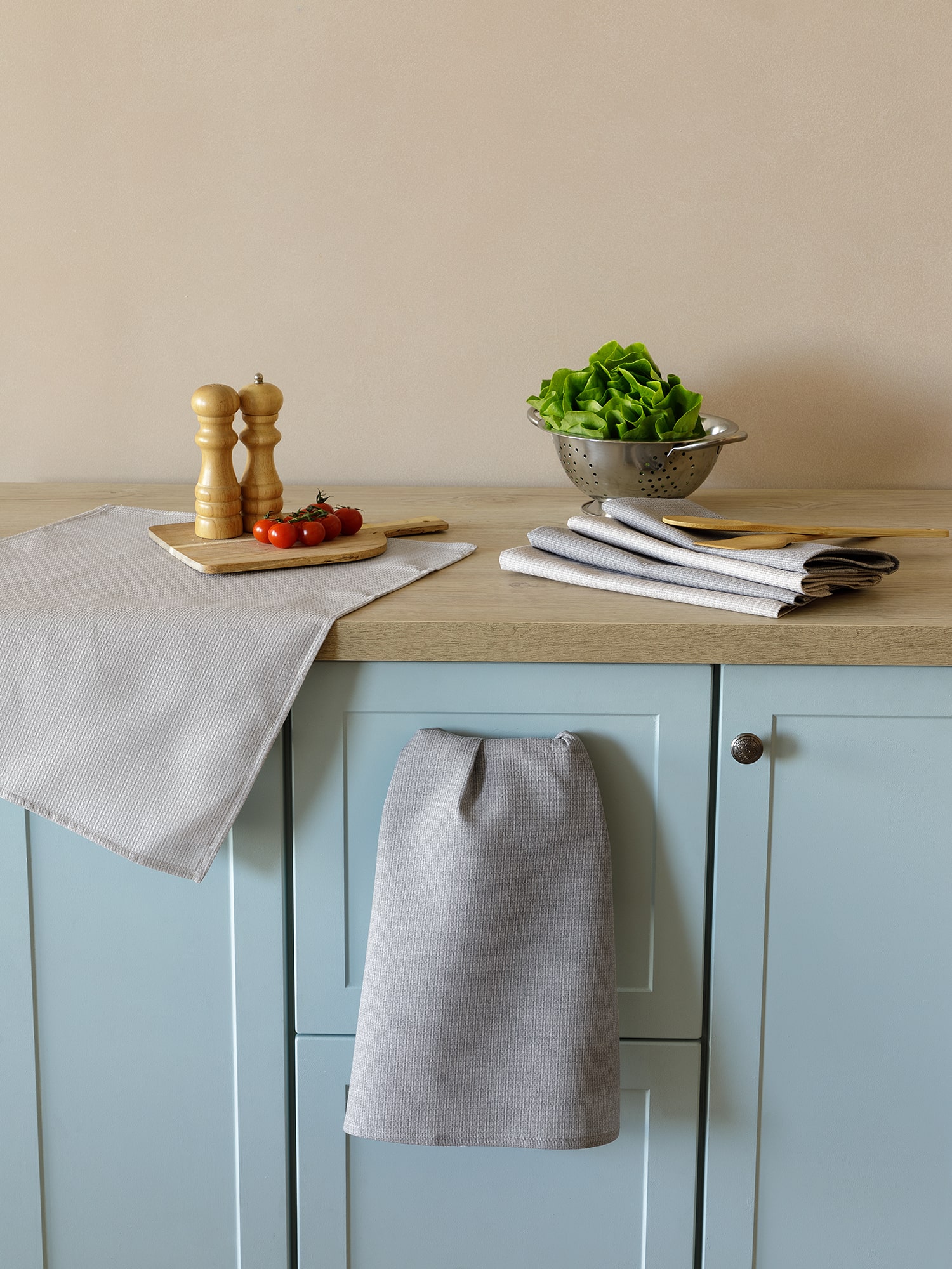 Комплект вафельных полотенец "Basic", светло-серый/бежевый, Унисон 0