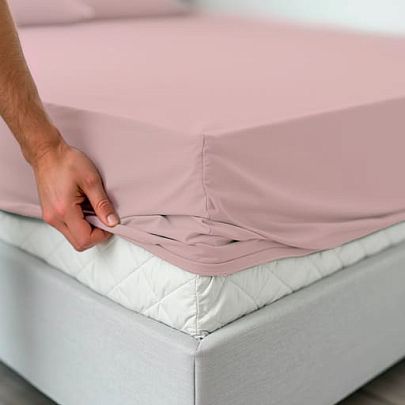 Простыня на резинке Унисон Розовый