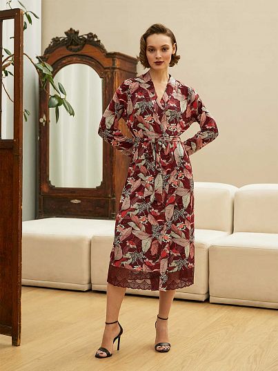 Халат Chinoiserie Винный Цветы, Mia Cara