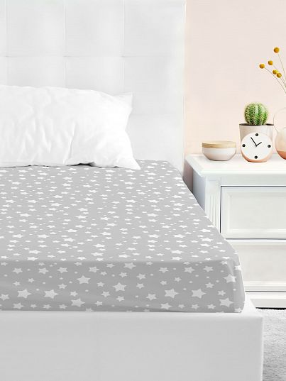 Простыня Juno White stars in grey