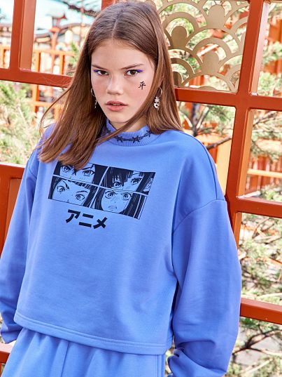 Укороченный свитшот "EMO 2.0", лиловый, Crazy Getup